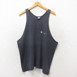 XL★古着 チャンピオン champion ビンテージ タンクトップ メンズ 80年代 80s ワンポイントロゴ コットン USA製 黒 ブラック 【spe】 25jun07 中古