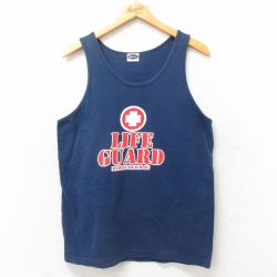 M★古着 ビンテージ タンクトップ メンズ 00年代 00s ライフガード コットン 紺 ネイビー 25jun07 中古