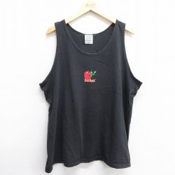 XL★古着 ビンテージ タンクトップ メンズ 00年代 00s リンゴ BITE ME 大きいサイズ コットン クルーネック カナダ製 黒 ブラック 25jun07 中古