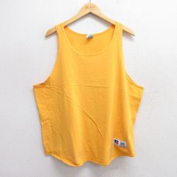 XL★古着 ラッセル ビンテージ タンクトップ メンズ 90年代 90s 無地 大きいサイズ コットン クルーネック USA製 黄 イエロー 【spe】 25jun07 中古