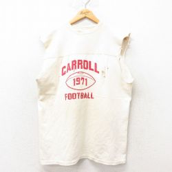 XL★古着 ビンテージ ノースリーブ フットボール Tシャツ メンズ 70年代 70s CARROLL クルーネック 白 ホワイト 【spe】 25jun07 中古