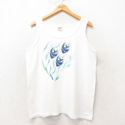 XL★古着 ビンテージ タンクトップ メンズ 90年代 90s 魚 コットン USA製 白 ホワイト 25jun07 中古