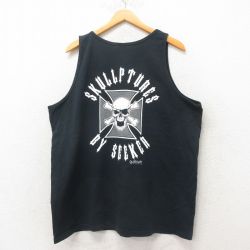 【50%OFF】XL★古着 タンクトップ メンズ 00年代 00s スカル 大きいサイズ コットン 黒 ブラック 25jun07 中古