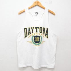 L★古着 ビンテージ タンクトップ メンズ 90年代 90s DAYTONA コットン クルーネック USA製 白 ホワイト 25jun07 中古