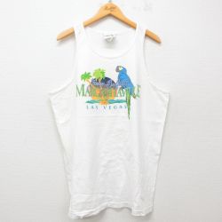 XL★古着 ビンテージ タンクトップ メンズ 00年代 00s ジミーバフェット ロング丈 コットン クルーネック 白 ホワイト 25jun07 中古