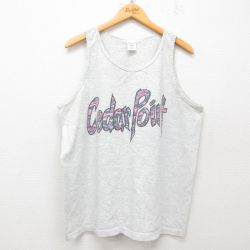 XL★古着 ビンテージ タンクトップ メンズ 90年代 90s Cedar Point コットン クルーネック USA製 薄グレー 霜降り 25jun07 中古