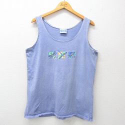【50%OFF】L★古着 ビンテージ タンクトップ メンズ 90年代 90s 虫 コットン クルーネック USA製 紫 パープル 25jun09 中古