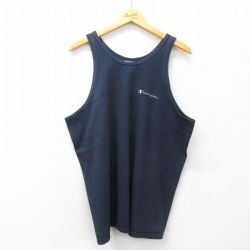 【20%OFF】XL★古着 チャンピオン champion ビンテージ タンクトップ メンズ 00年代 00s ワンポイントロゴ コットン クルーネック 濃紺 ネイビー 25jun09 中古
