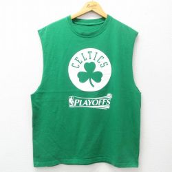XL★古着 リーボック REEBOK ノースリーブ ビンテージ Tシャツ メンズ 00年代 00s NBA ボストンセルティックス クルーネック 緑 グリーン バスケットボール 25jun09 中古