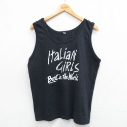 【50%OFF】L★古着 スクリーンスターズ ビンテージ タンクトップ メンズ 80年代 80s Italian GIRLS クルーネック USA製 黒 ブラック 25jun09 中古