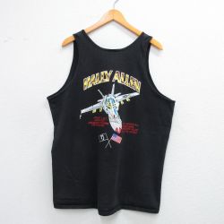 XL★古着 ビンテージ タンクトップ メンズ 00年代 00s POW MIA HALLY ALLEN コットン クルーネック 黒 ブラック 25jun09 中古