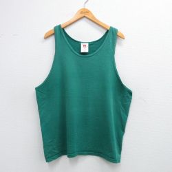 XL★古着 ヘインズ Hanes ビンテージ タンクトップ メンズ 00年代 00s 無地 大きいサイズ コットン クルーネック 緑系 グリーン 25jun09 中古