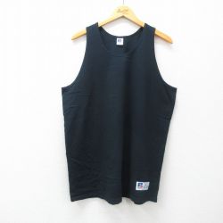 【50%OFF】XL★古着 ラッセル ビンテージ タンクトップ メンズ 00年代 00s 無地 コットン クルーネック 黒 ブラック 25jun21 中古