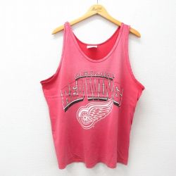 XL★古着 ビンテージ タンクトップ メンズ 90年代 90s NHL デトロイトレッドウィングス 大きいサイズ コットン クルーネック 赤 レッド アイスホッケー 25jun21 中古