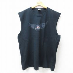 XL★古着 ノースリーブ ビンテージ Tシャツ メンズ 00年代 00s 鳥 アメリカ 大きいサイズ コットン クルーネック 黒 ブラック 25jun21 中古