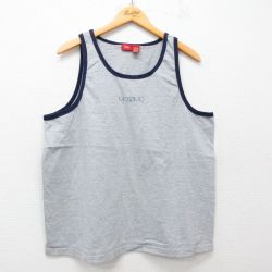 XL★古着 モッシモ ビンテージ タンクトップ メンズ ワンポイントロゴ クルーネック グレー 霜降り他 25jun21 中古