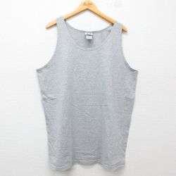 XL★古着 ビンテージ タンクトップ メンズ 90年代 90s 無地 大きいサイズ ロング丈 クルーネック USA製 グレー 霜降り 25jun21 中古