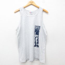 XL★古着 ビンテージ タンクトップ メンズ 90年代 90s バスケットボール HOOPS クルーネック USA製 薄グレー 霜降り 25jun21 中古