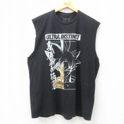 【20%OFF】XL★古着 ノースリーブ Tシャツ メンズ アニメ ドラゴンボール 孫悟空 大きいサイズ クルーネック 黒 ブラック 25jun26 中古
