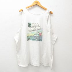 XL★古着 ビッグドッグス ビンテージ タンクトップ メンズ 00年代 00s 犬 魚 釣り 大きいサイズ クルーネック 白 ホワイト 25jun26 中古