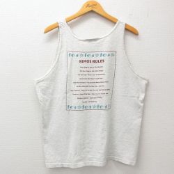【50%OFF】XL★古着 オニータ ONEITA ビンテージ タンクトップ メンズ 90年代 90s KIMOS 貝がら コットン クルーネック USA製 薄グレー 霜降り 25jun26 中古
