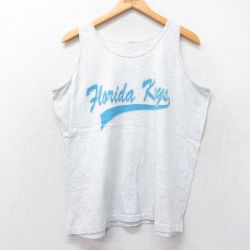 【50%OFF】XL★古着 ビンテージ タンクトップ メンズ 90年代 90s フロリダキーズ クルーネック 薄グレー 霜降り 25jun26 中古