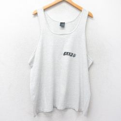 XL★古着 ビンテージ タンクトップ メンズ 90年代 90s LAM トラック 大きいサイズ コットン クルーネック USA製 薄グレー 霜降り 25jun26 中古