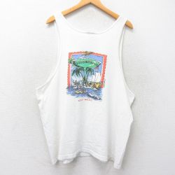 XL★古着 ヘインズ Hanes ビンテージ タンクトップ メンズ 90年代 90s ジミーバフェット MARGARITAVILLE 大きいサイズ コットン クルーネック USA製 白 ホワイト 25jun26 中古