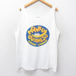 XL★古着 ビンテージ タンクトップ メンズ 90年代 90s MONKEY BUSINESS コットン クルーネック USA製 白 ホワイト 25jun26 中古