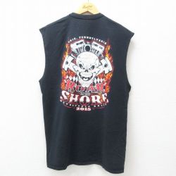 ノースリーブTシャツ スカル ブラック XL | 古着