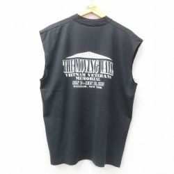 XL★古着 ノースリーブ ビンテージ Tシャツ メンズ 90年代 90s POW MIA 大きいサイズ クルーネック 黒 ブラック 25jun26 中古