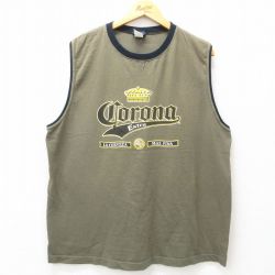 XL★古着 ノースリーブ ビンテージ Tシャツ メンズ 00年代 00s コロナ ビール 大きいサイズ コットン クルーネック 緑系他 グリーン 25jun26 中古