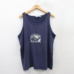 XL★古着 ビンテージ タンクトップ メンズ 00年代 00s タズ ジム 刺繍 大きいサイズ コットン クルーネック 紺 ネイビー 25jun28 中古