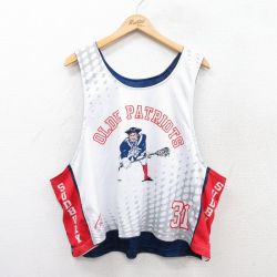 XL★古着 タンクトップ メンズ OLDE PATRIOTS ラクロス リバーシブル 大きいサイズ クルーネック 白他 ホワイト 25jun28 中古