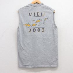 M★古着 ジャージーズ ビンテージ ノースリーブ Tシャツ メンズ 00年代 00s VIEU 地図 クルーネック グレー 霜降り 25jun28 中古