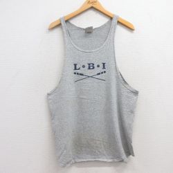 【20%OFF】L★古着 MVスポーツ ビンテージ タンクトップ メンズ 90年代 90s LBI クルーネック USA製 グレー 霜降り 25jun28 中古