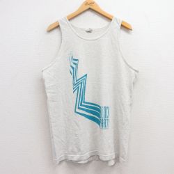 L★古着 タンクトップ メンズ シラキュース BLOCK クルーネック 薄グレー 霜降り 25jun28 中古