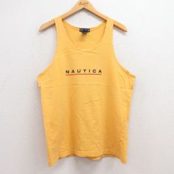 L★古着 ノーティカ NAUTICA ブランド タンクトップ メンズ 90年代 90s ビッグロゴ コットン クルーネック 黄 イエロー 25jun28 中古