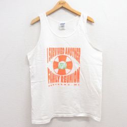 L★古着 ビンテージ タンクトップ メンズ 00年代 00s カエル ファミリー コットン クルーネック カナダ製 白 ホワイト 25jun28 中古