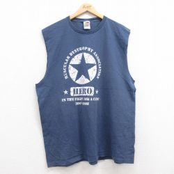 XL★古着 フルーツオブザルーム ビンテージ タンクトップ メンズ 00年代 00s HERO コットン クルーネック 紺 ネイビー 25jun28 中古