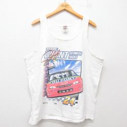 XL★古着 フルーツオブザルーム ビンテージ タンクトップ メンズ 90年代 90s レーシングカー DUPONT コットン クルーネック 白 ホワイト 25jun30 中古