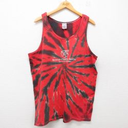 XL★古着 ビンテージ タンクトップ メンズ National Cherry Festival 大きいサイズ コットン クルーネック 赤他 レッド タイダイ 25jun30 中古
