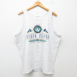 【20%OFF】XL★古着 ビンテージ タンクトップ メンズ 90年代 90s CAYMAN ISLANDS 大きいサイズ クルーネック 薄グレー 霜降り 25jun30 中古