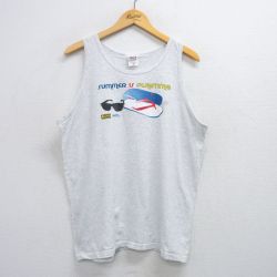 【20%OFF】XL★古着 ビンテージ タンクトップ メンズ 00年代 00s サンダル サングラス 大きいサイズ クルーネック 薄グレー 霜降り 25jul02 中古