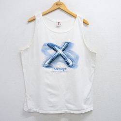 【20%OFF】XL★古着 タンクトップ メンズ シックスフラッグス X 大きいサイズ クルーネック 白 ホワイト 25jul02 中古