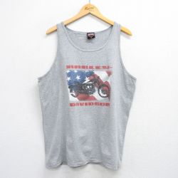 【20%OFF】XL★古着 ハーレーダビッドソン Harley Davidson ビンテージ タンクトップ メンズ 00年代 00s バイク 星条旗 大きいサイズ クルーネック グレー 霜降り 25jul02 中古