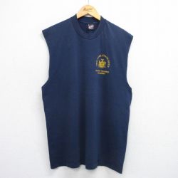 【20%OFF】XL★古着 フルーツオブザルーム ノースリーブ ビンテージ Tシャツ メンズ 90年代 90s ニューヨーク クルーネック USA製 紺 ネイビー 25jul03 中古
