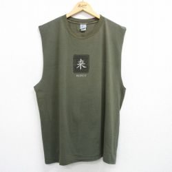 XL★古着 ノースリーブ ビンテージ Tシャツ メンズ 90年代 90s 来 RESPECT 大きいサイズ コットン クルーネック USA製 緑 グリーン 25jul03 中古
