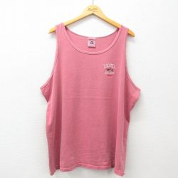 XL★古着 ビンテージ タンクトップ メンズ 00年代 00s バイク 大きいサイズ コットン クルーネック 薄赤 レッド 霜降り 25jul03 中古