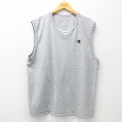 【20%OFF】XL★古着 チャンピオン champion ノースリーブ Tシャツ メンズ ワンポイントロゴ クルーネック グレー 霜降り 25jul03 中古